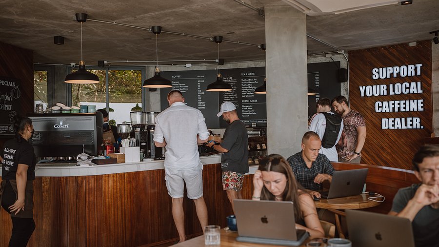 Guests using the completed Cannelle Kata café interior